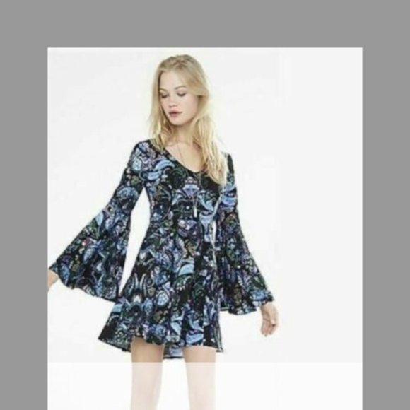 Express Paisley Fit And Flare Dress - Picture 1 of 3